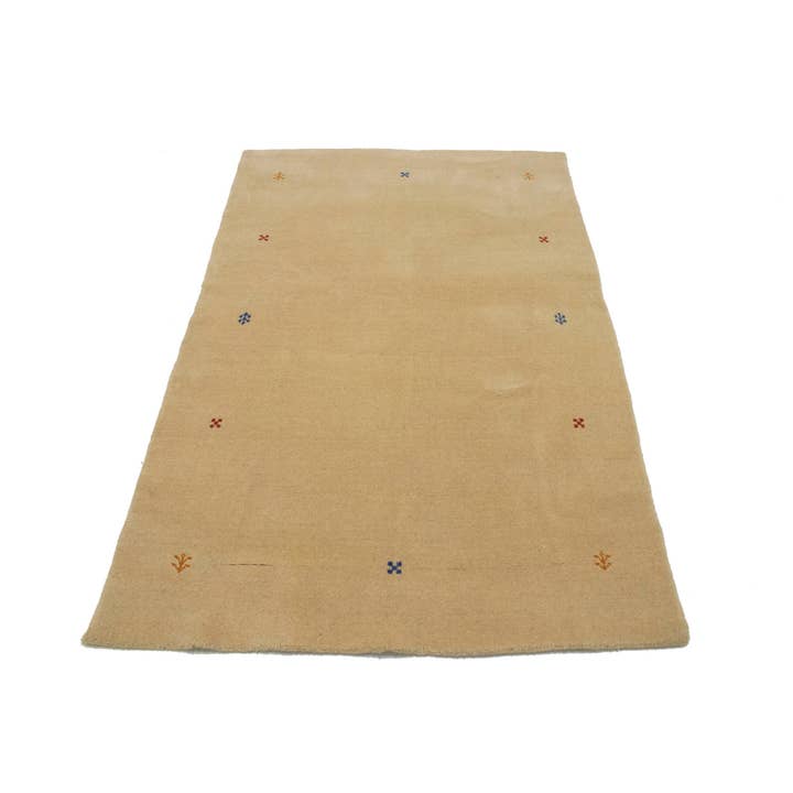 Beige Tribal 4X6 Pictorial indo-Gabbeh Rug for wholesale by Magic Rugs Inc.