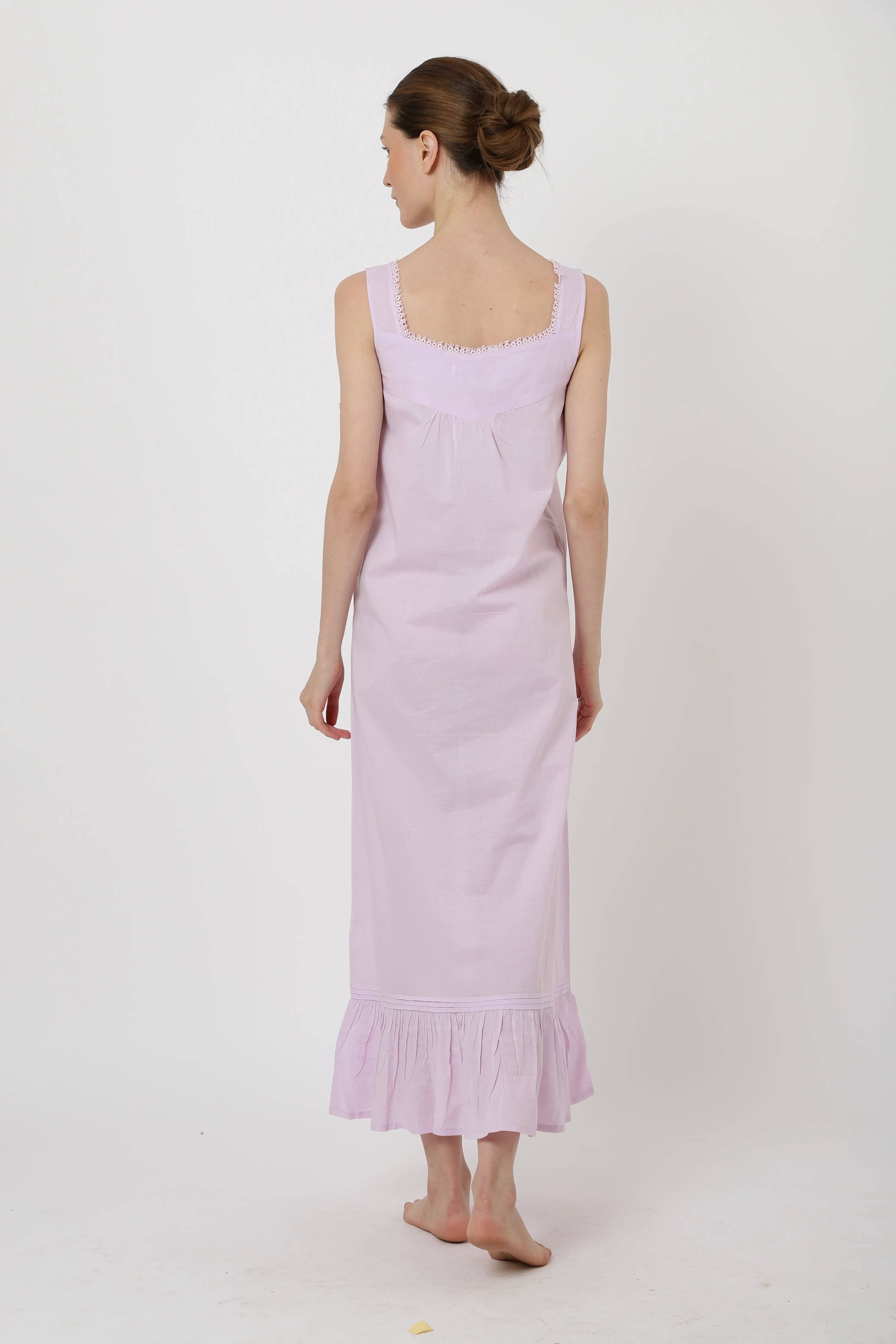 Muqeem & Brothers - Vente Nuisette – femme - Chemise de nuit longue vintage style victorien11