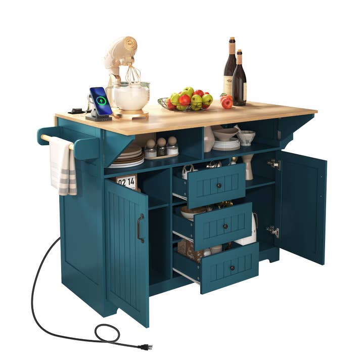 HOMYCASA DESIGN INC - Wholesale Kitchen Storage/Organizer - Large Kitchen Island Rolling Cart with Drop Leaf Storage9