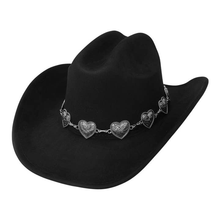 Western Heart Band Cowboy Fedora Hat - Assorted for wholesale by HALLEE