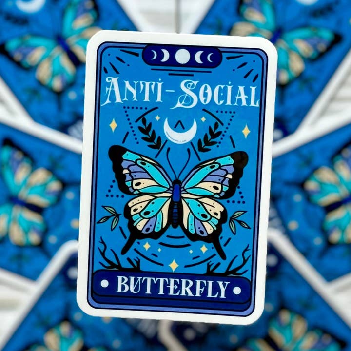 Antisocial fjäril, Tarotkort, Vinylklistermärke för wholesale av Graceful Darkness, LLC