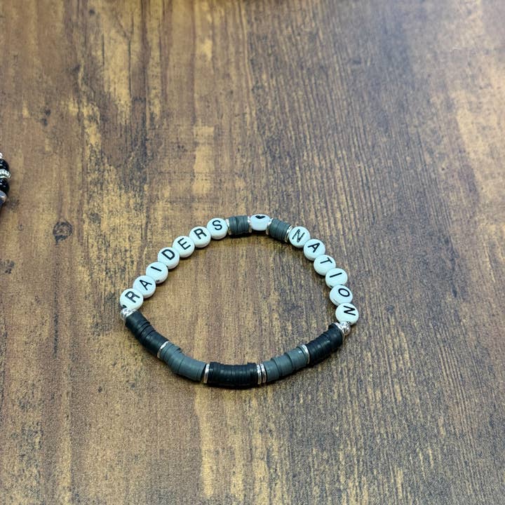 Paco Designs - Wholesale Beaded Bracelet - Raiders Team Colors Heishi Beaded Bracelet 1