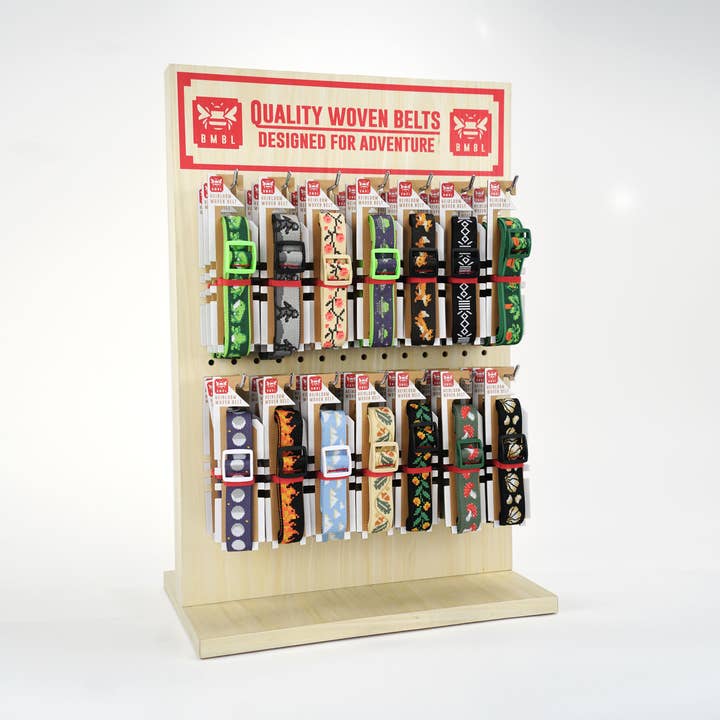 BMBL Belts - Wholesale Retailer Display - Accessories - Wooden Pegboard Display 0