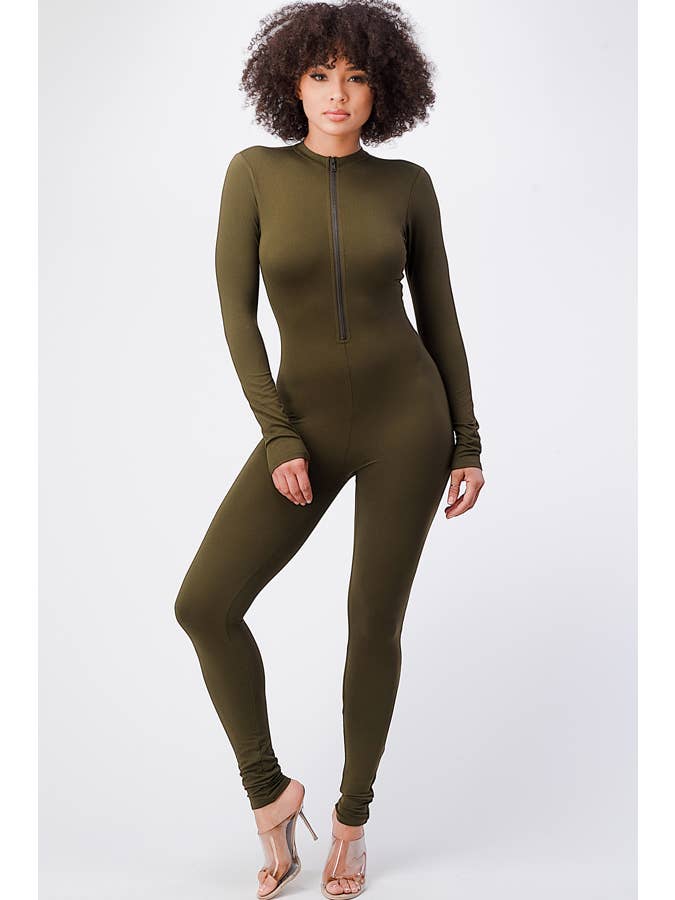 Lime All the Time - Vente Combinaison – femme - Combinaison moulante à manches longues à demi-fermeture éclair12