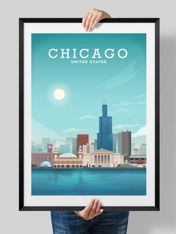 Chicago Print, Chicago Poster by Hillview Prints for wholesale by Hillview Prints