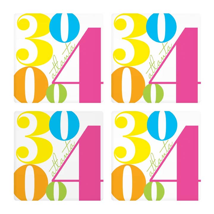 Bright Modern Color Block City Zip Georgia Atlanta | Absorbent Coasters | Set of 4 | Min 2 for wholesale by Love Local