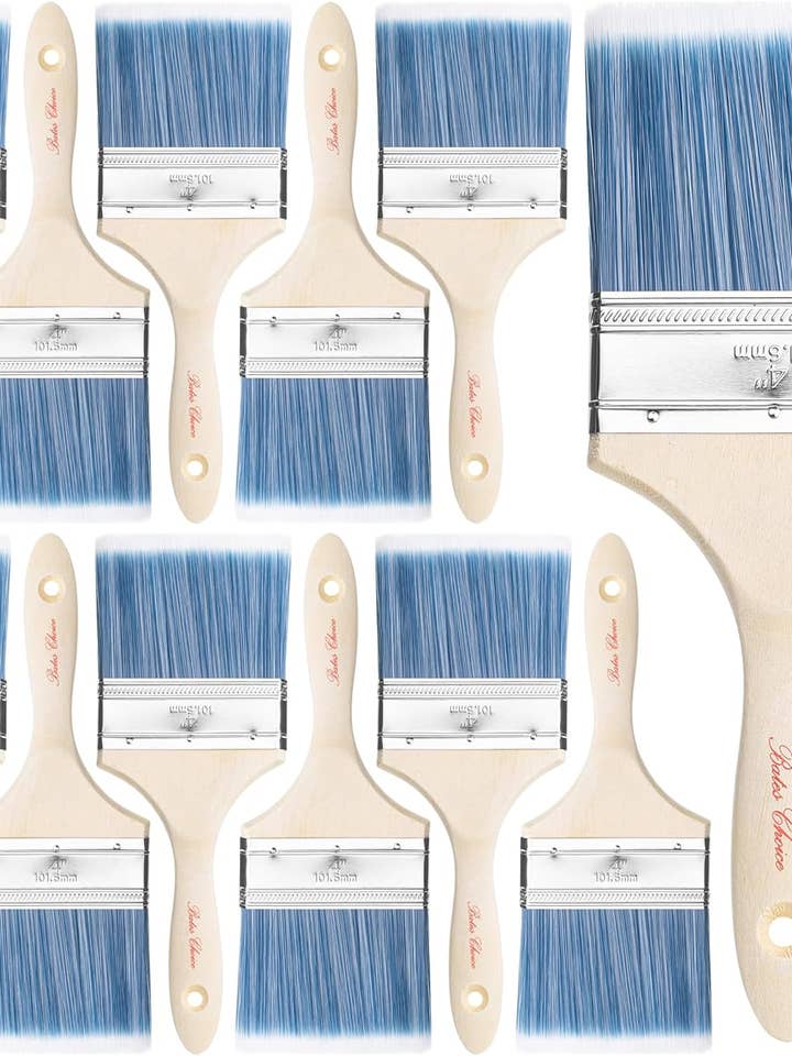 Bates- Paint Brushes, 4-Inch, 12 Pack, Treated Wood Handle for wholesale by Bates Choice