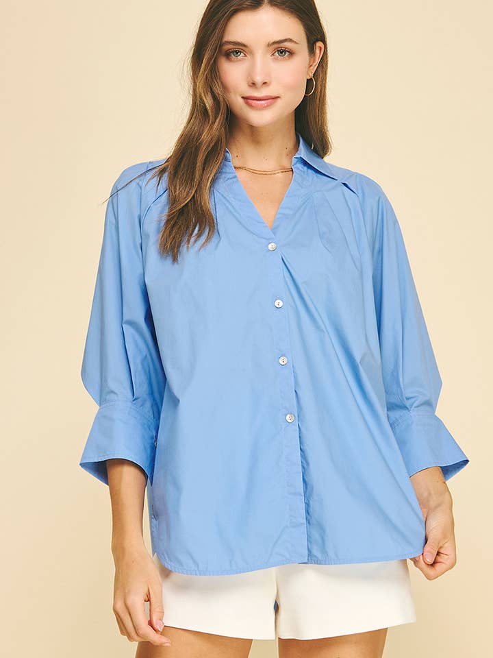 CHEMISE À COL EN V ET MANCHES LARGES - 6666T pour la vente par PINCH