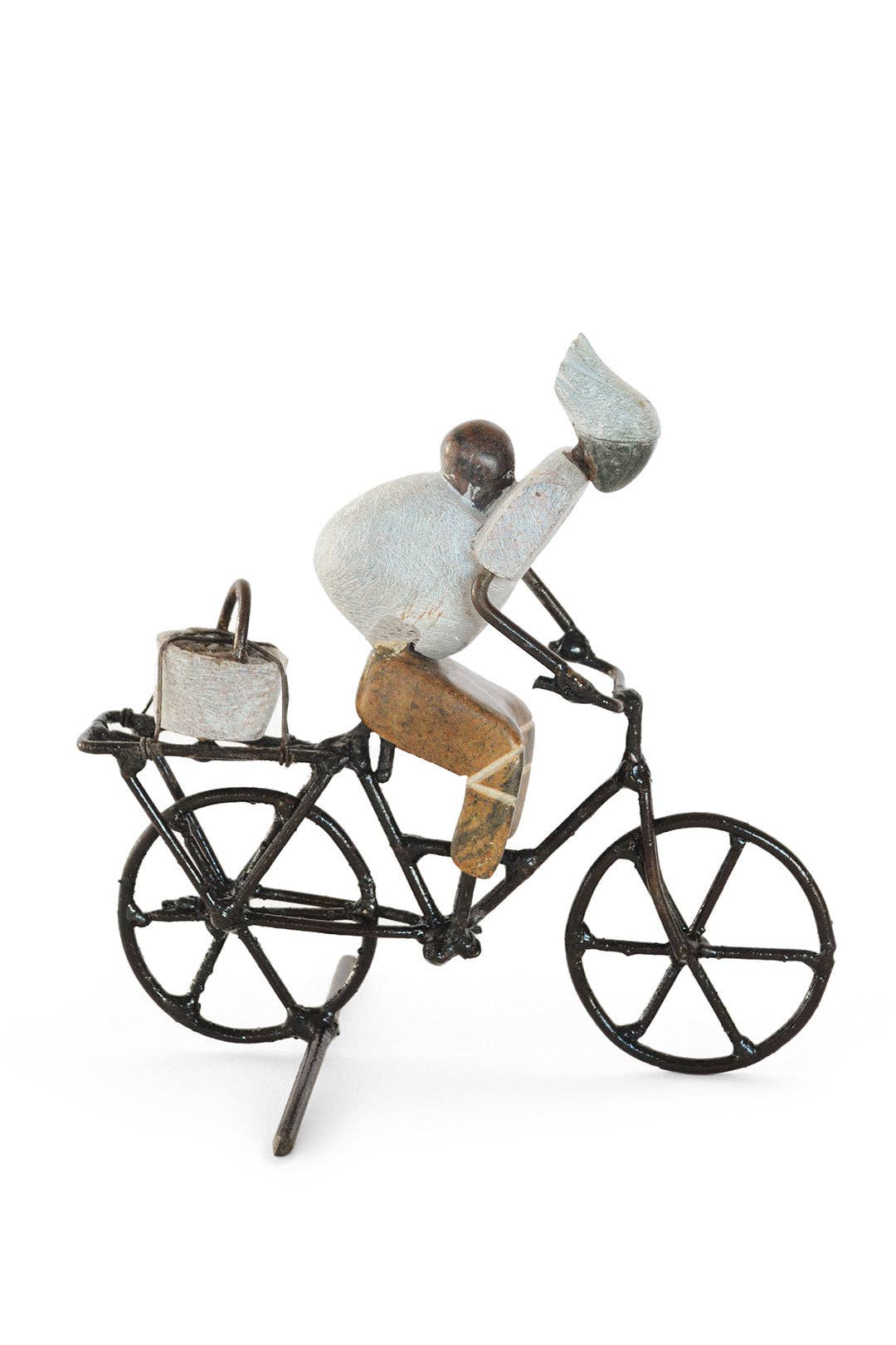 Swahili | AFRICAN MODERN - Wholesale Sculpture - Zimbabwean Simple Life Stone & Metal Babywearing Bicy