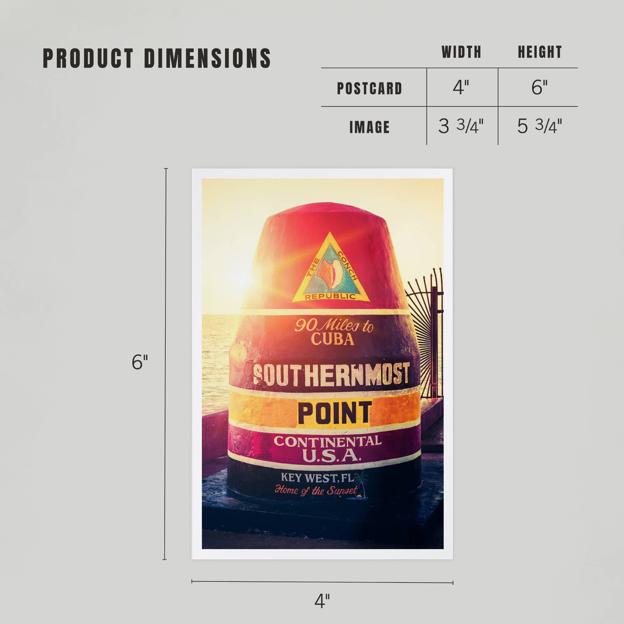 Lantern Press - Wholesale Postcard - PREMIUM POSTCARDS Key West, Florida, 90 Miles to Cuba Sign4