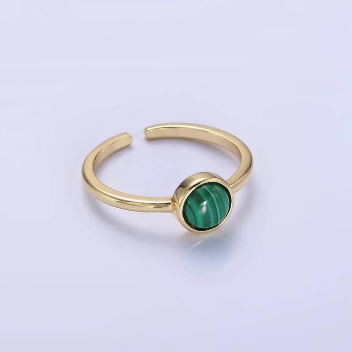 14K Gold Filled Malachite Gemstone Solitaire Ring | O1357 for wholesale by Aim Eternal