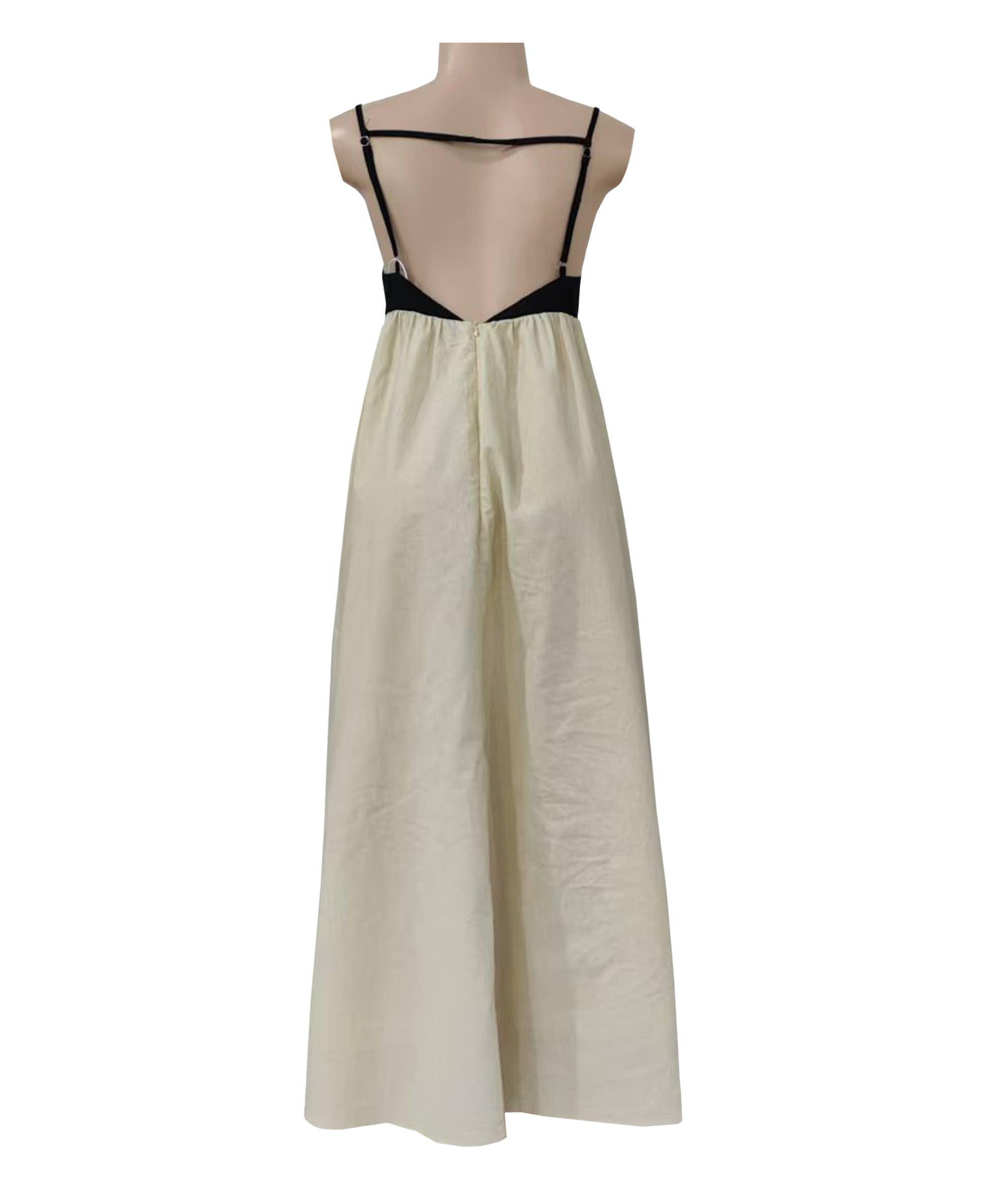 Beige Cotton Minimalism Spaghetti straps maxi dress for wholesale on Faire1