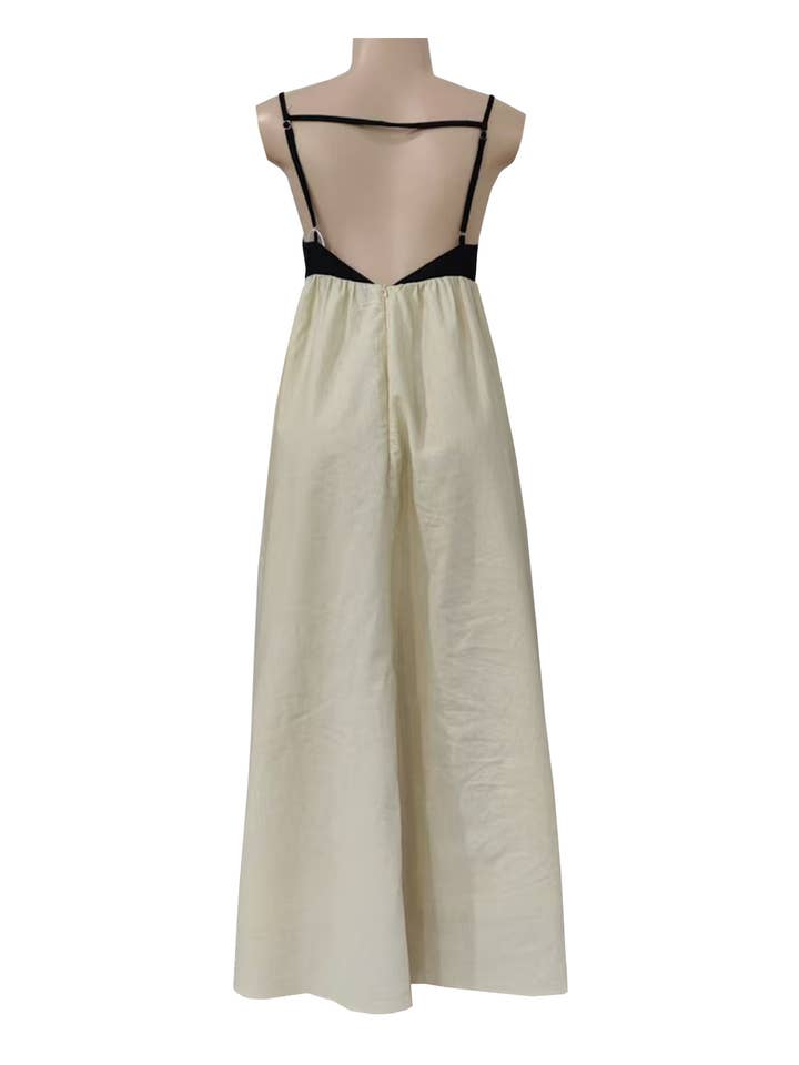 Beige Cotton Minimalism Spaghetti straps maxi dress for wholesale on Faire1