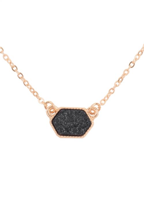 MYS Wholesale Inc - Wholesale Jewelry Set - Druzy Hexagon Pendant Necklace Earring Set1