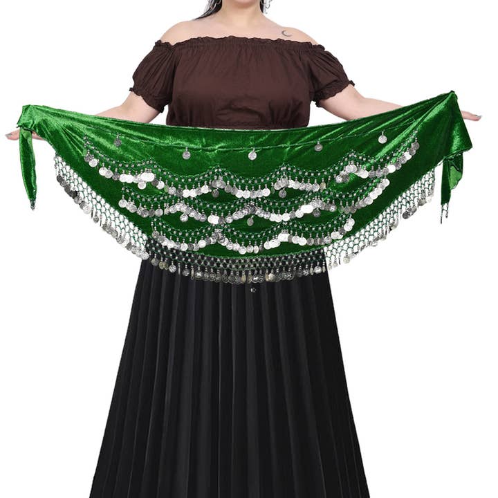 Wevez - Wholesale Scarf – Women's - Women Belly Dancing Silver Coin 3 Row Scarves Mix lot 10ps1