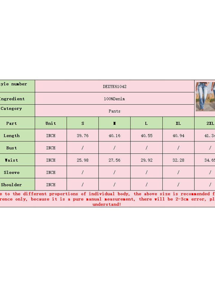 Blue Embroidered Straight Leg Stretch Jeans for wholesale on Faire6