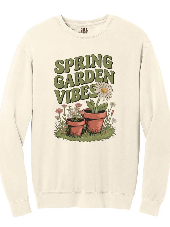 Frühlingsgarten-Vibes Gänseblümchen-Blumen Grafik-Sweatshirts für den Großhandel von Soil Comforts