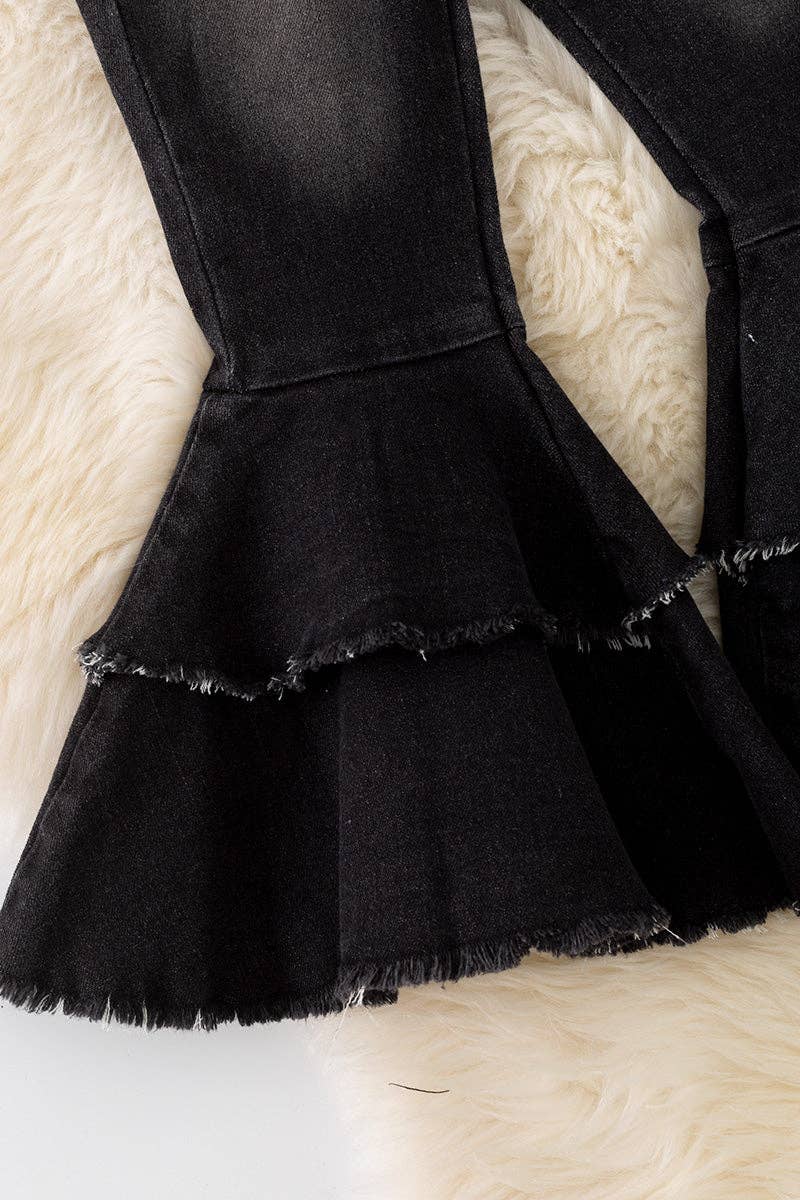 Kids Charm Online - Vente Pantalon – enfant - Pantalon cloche noir occidental à double couche avec cordon réglable. PNG50257-AMY2