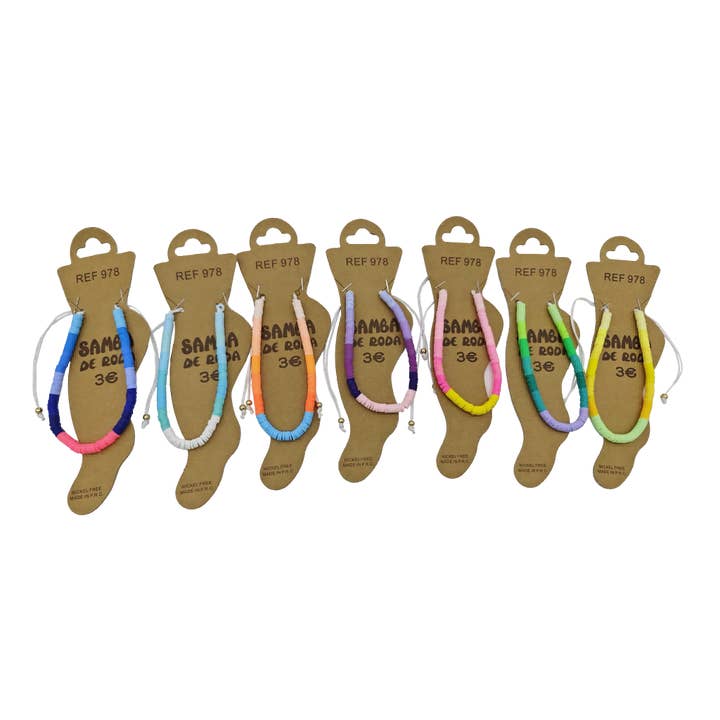 Sæt med 35 farverige fluo fimo perle anklets for engroshandel hos Samba de roda