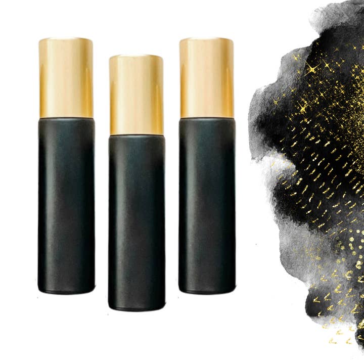 CLASSIC BLACK 10ml Roller - Choice of Cap Color & Rollerball for wholesale by Essential Wellness - Body, Mind, Spirit