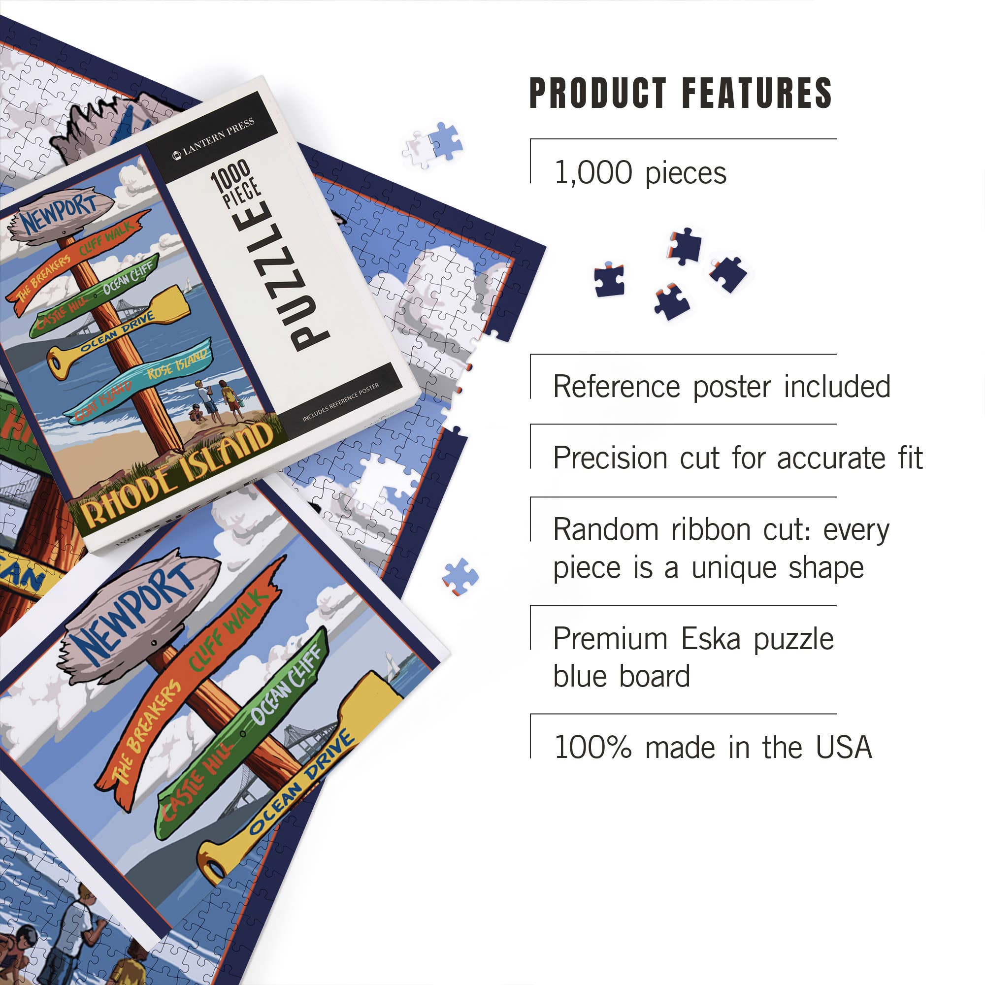 Lantern Press – wholesale Puzzle – Adult – 1000 PIECE PUZZLE Newport, Rhode Island, Destinations Sign2