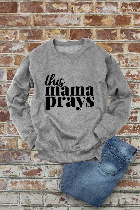 Top Avenue – Camisola gráfica - Mulher por atacado – Este camisola Mama Prays, Christian, Unissexo Gola Crewneck6