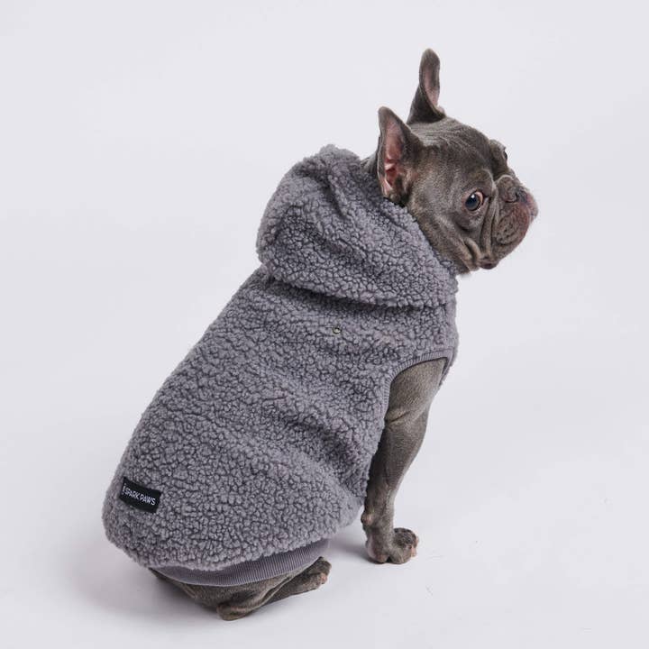Spark Paws - Vente Veste – chien - Veste en teddy sherpa pour chien - gris4