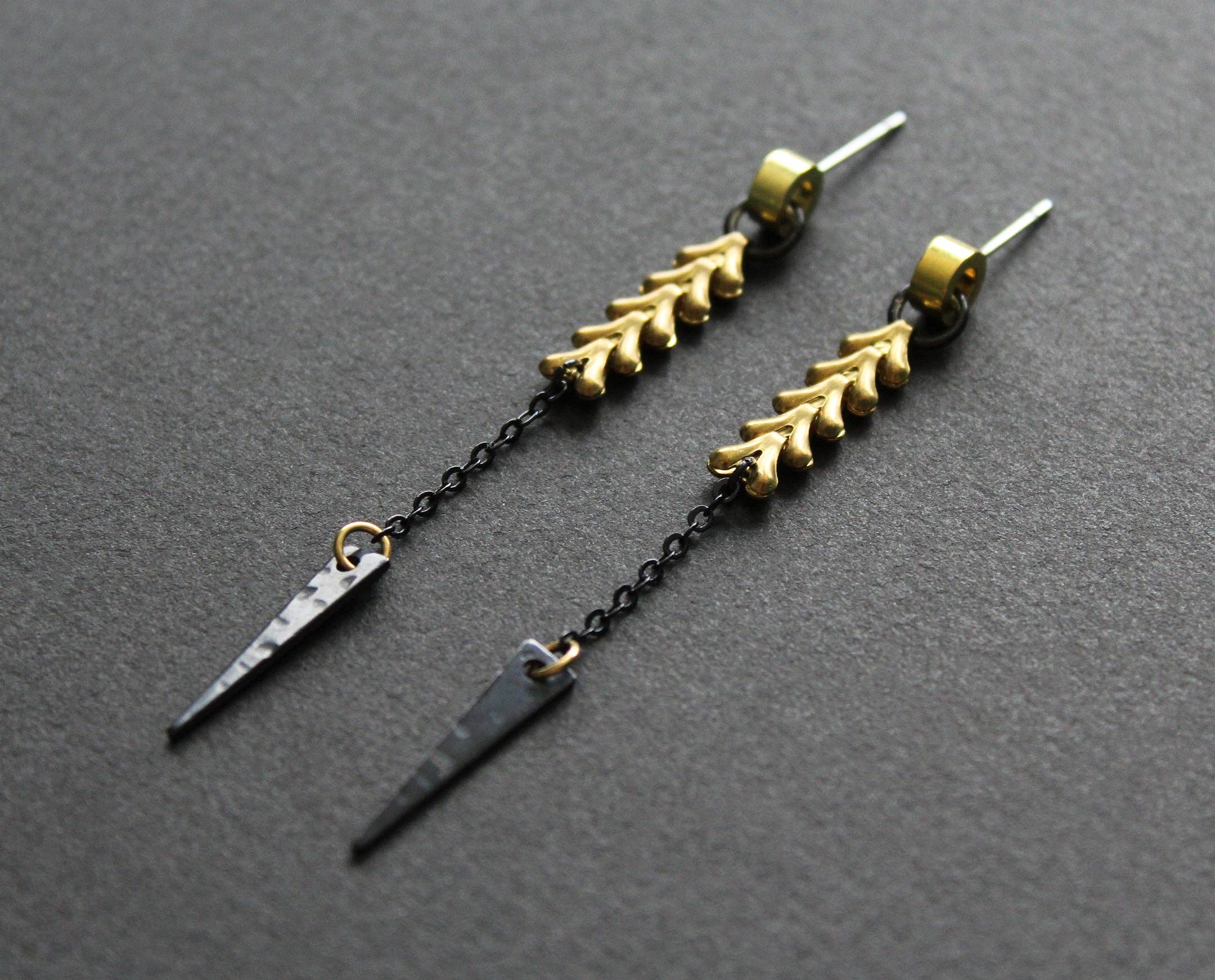 NEA - Wholesale Dangle earrings - Dangle Earrings, Gold and Black Earrings, Geometric Earrings