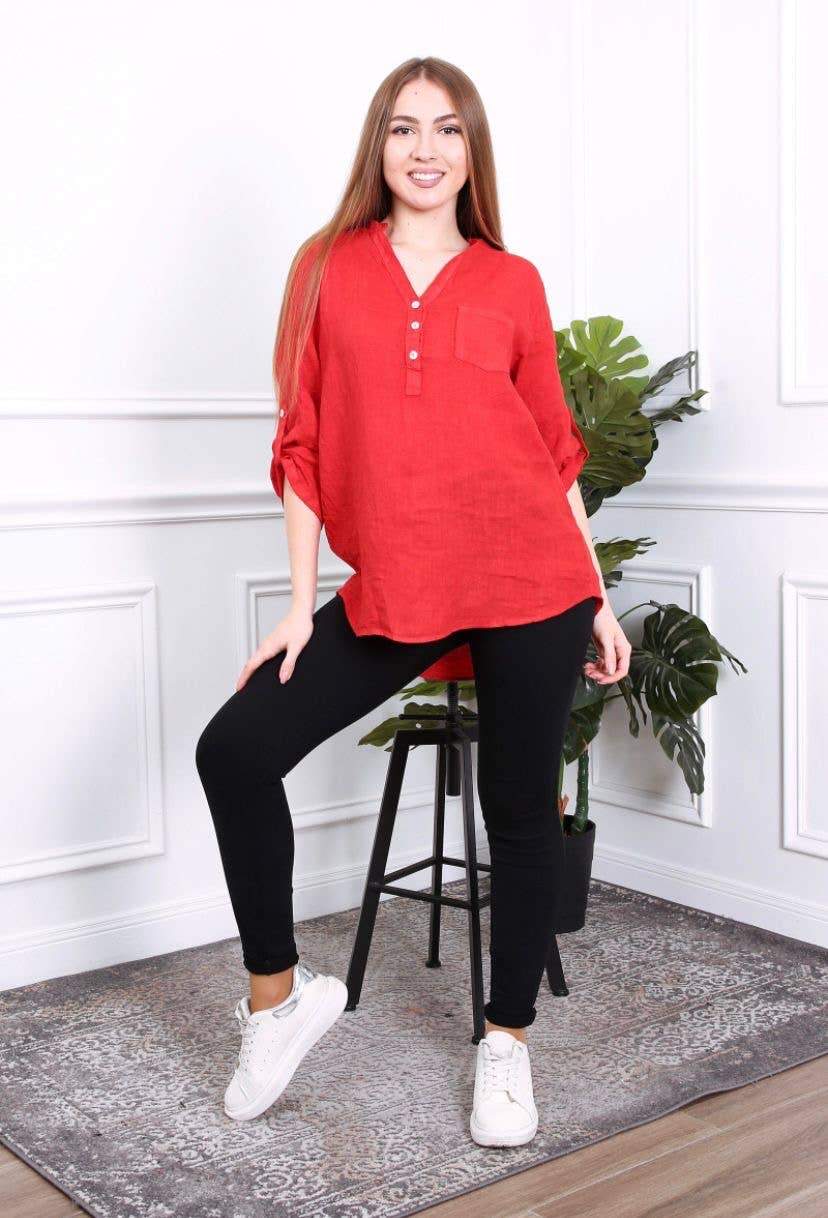 LÉA & LUC - Wholesale Button Down Shirt - Women's - 100% Linen Blouse REF. 636782