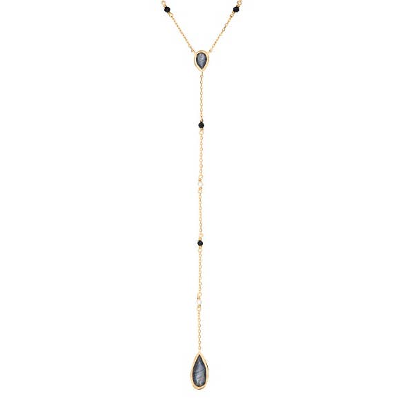 Multicolored multistone necklace, gilded silver, 40 + 5 cm for wholesale by OPALOOK France