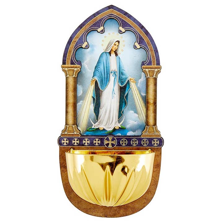 Christian Brands Catholic - Wholesale Decorative Tabletop Object - Lsr Wd Hly Wtr Fnt-Ol Of Grace