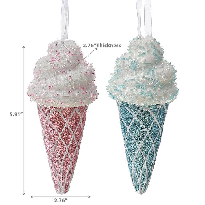 Multi Ice Cream Cone Ornament Asstd for wholesale on Faire2