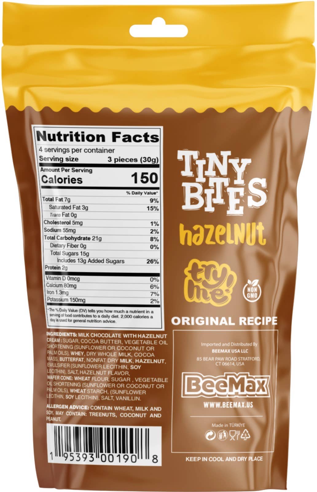 I Got Your Candy – wholesale Chocolate-covered sweets – Beemax Tiny Bites Hazelnut Waffle Cones 4.24oz - 12ct1