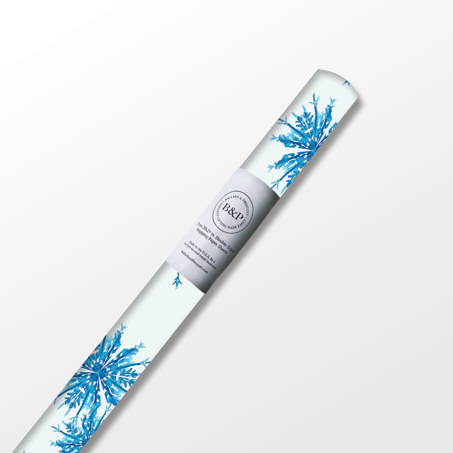 Ballard & Prescott - Vente Feuille de papier cadeau - Papier Cadeau Flocon de Neige Bleu - Emballage Cadeau de Noël0
