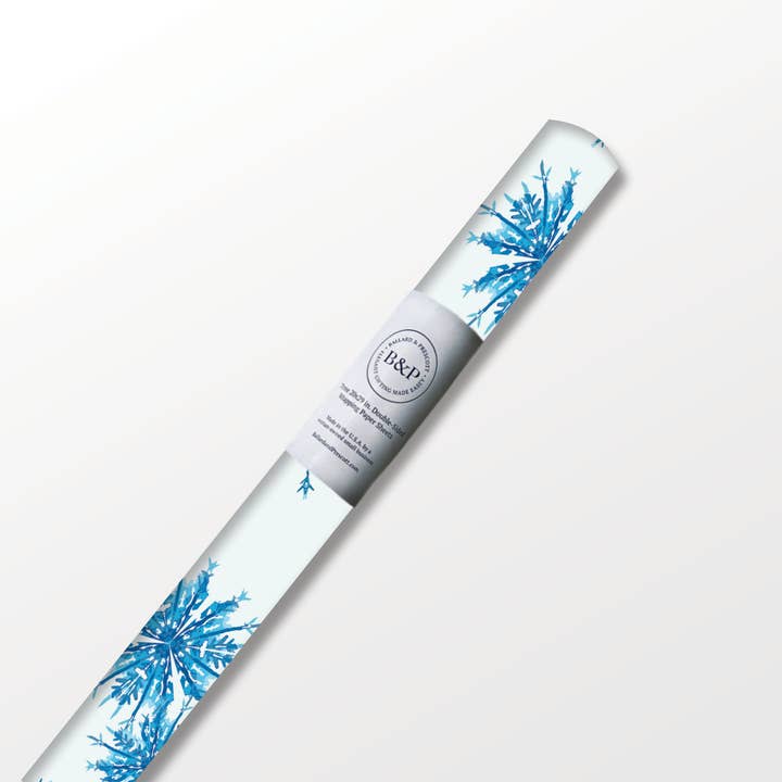Ballard & Prescott - Vente Feuille de papier cadeau - Papier Cadeau Flocon de Neige Bleu - Emballage Cadeau de Noël