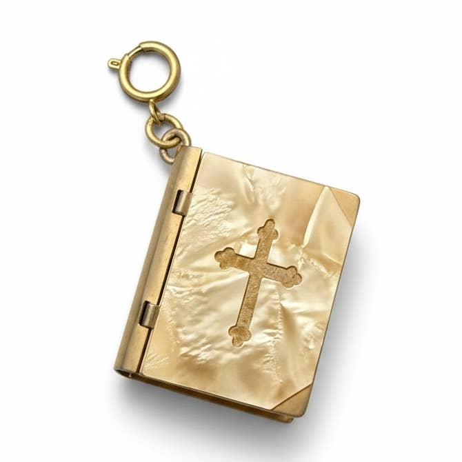 Vintage Bible Charm & Mini Rosary Inside for wholesale by Flipping Dez LLC