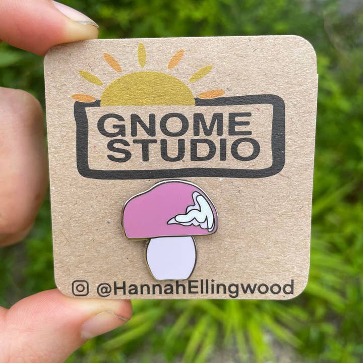 Mushroom Enamel Pin for wholesale by Gnome Studio