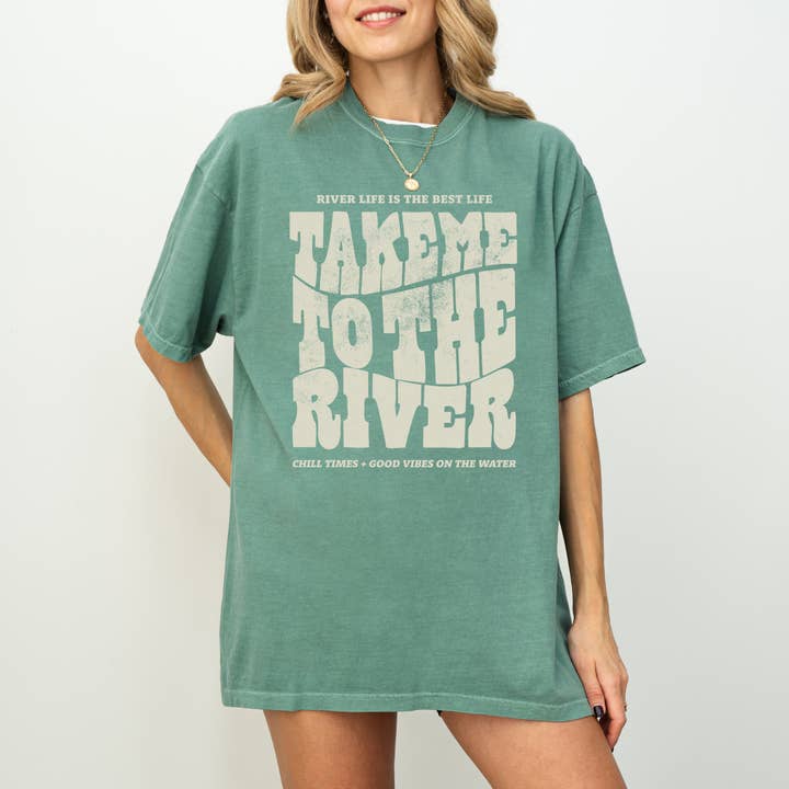Hey Jude Graphic Tees - Wholesale Screen Printed T-Shirt - Women's - Take Me To The River T Shirt In Ivory4