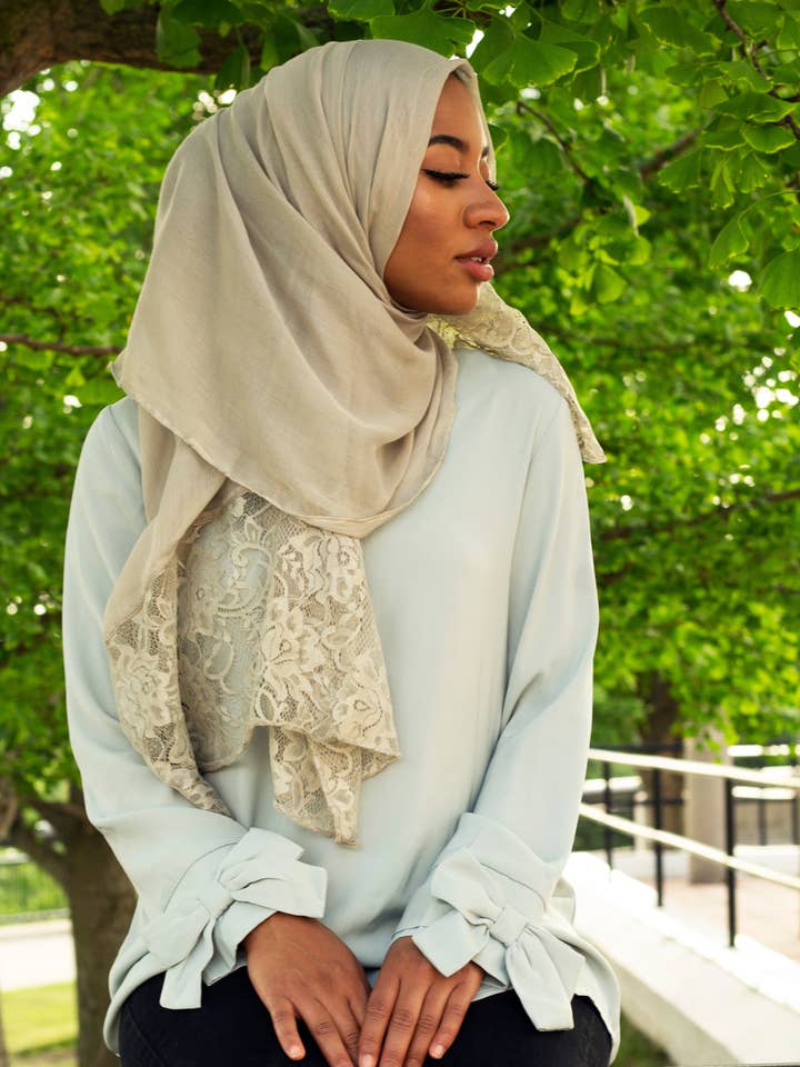 Modal Lace Hijab - Dove for wholesale by Bella Hijabs