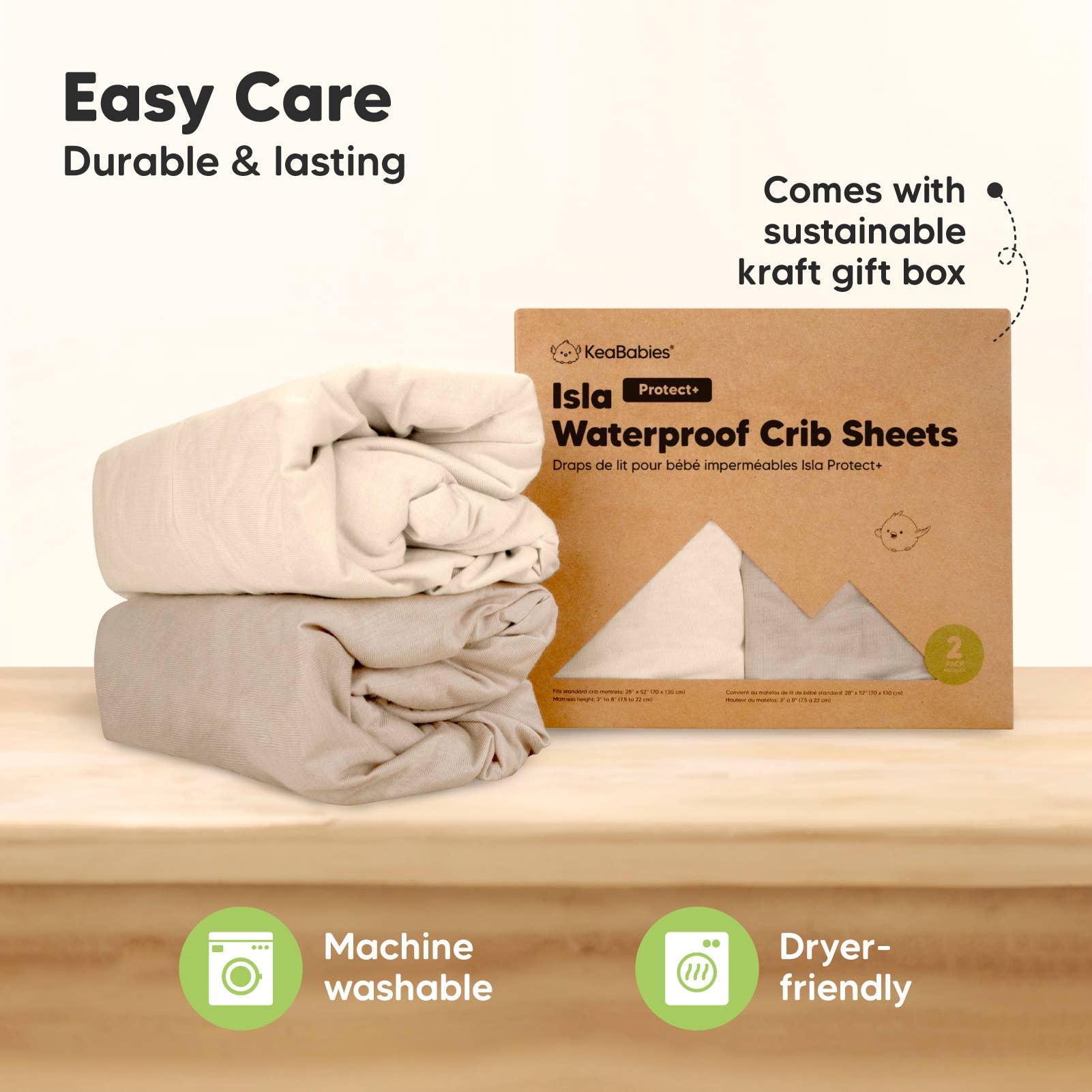 Ecru 2pk Waterproof Crib Sheets, Baby Mattress Protector for wholesale on Faire7