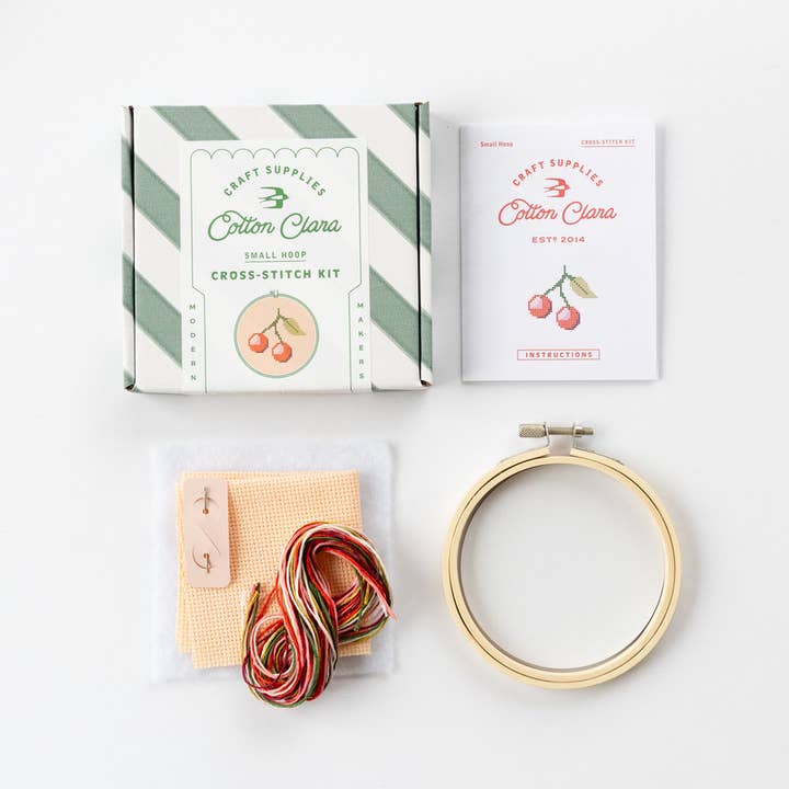 Cotton Clara Craft Kits & Supplies - Wholesale Craft Sewing Kit - Cherry Cross Stitch Kit1