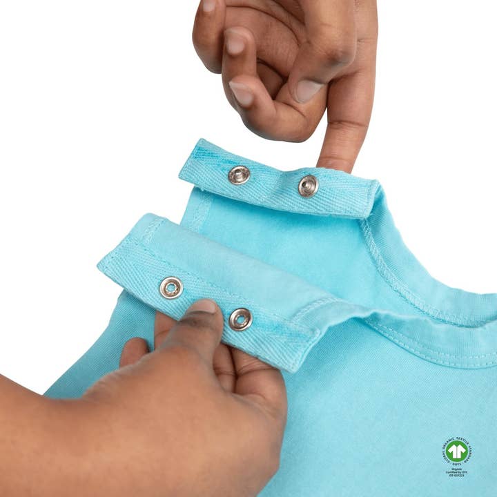 Tabeeze - Wholesale Bodysuit (Non-Footed) - Baby - 100% Organic Cotton Baby Bottom-Up Bodysuit/Onesie, Blue