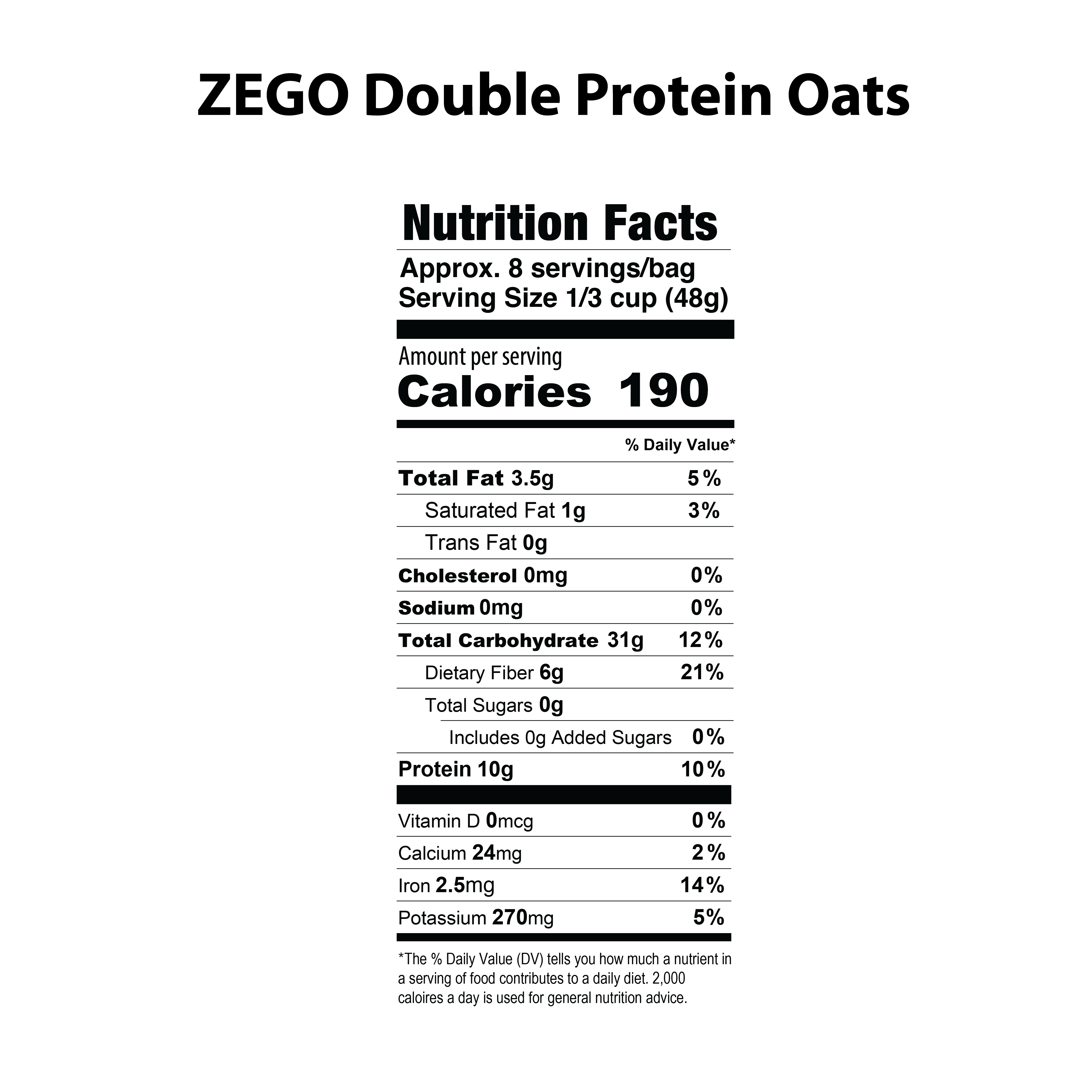 Zego - Wholesale Oats - Organic Gluten-free Double Protein Oats (14 Oz)20