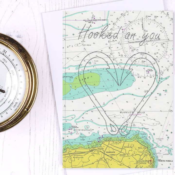 Hooked on You Greetings Card for wholesale by NaviStitch