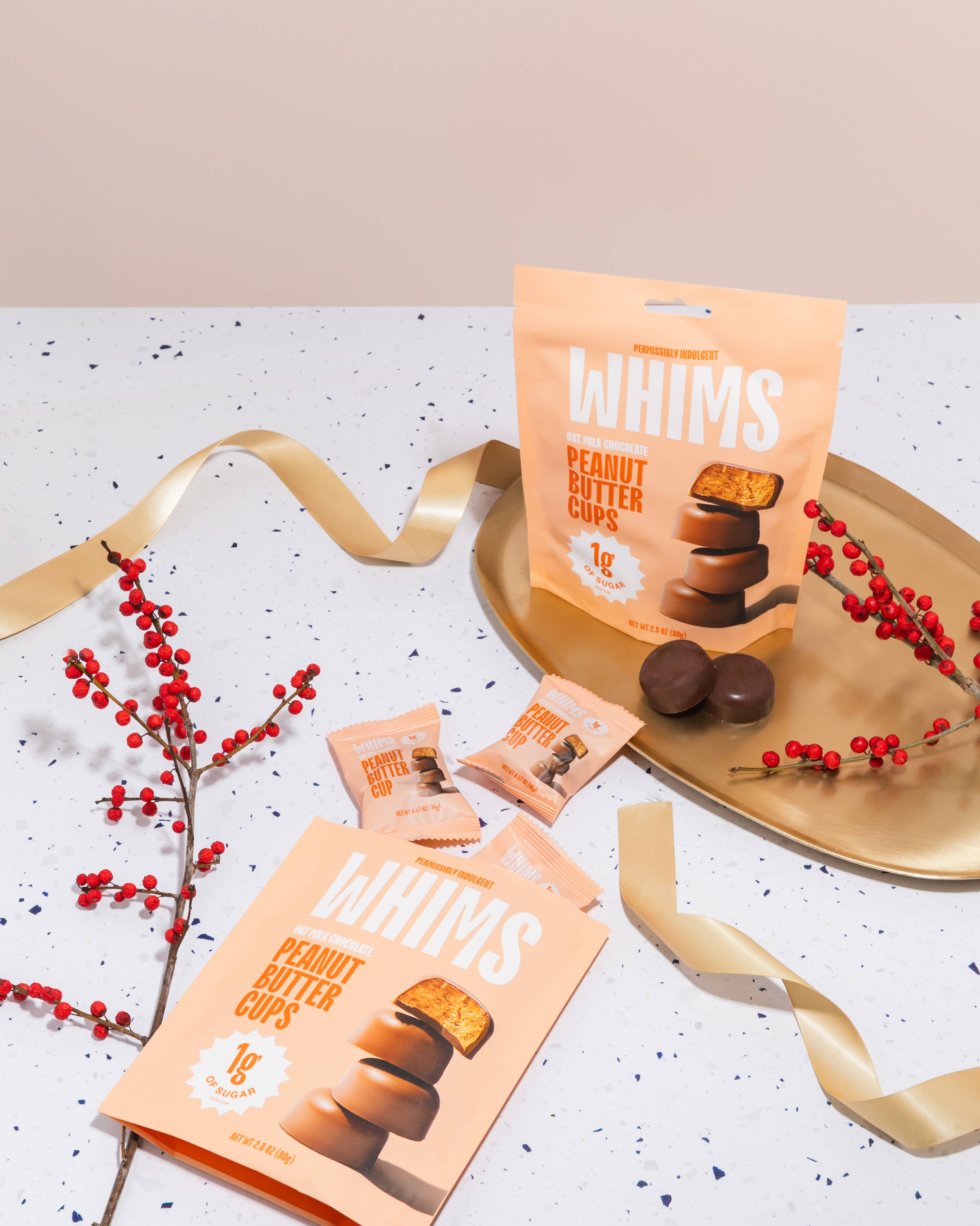 Whims Delights Inc. - Wholesale Chocolate Covered Sweets - Oat Milk Chocolate Peanut Butter Cups - Pouch1