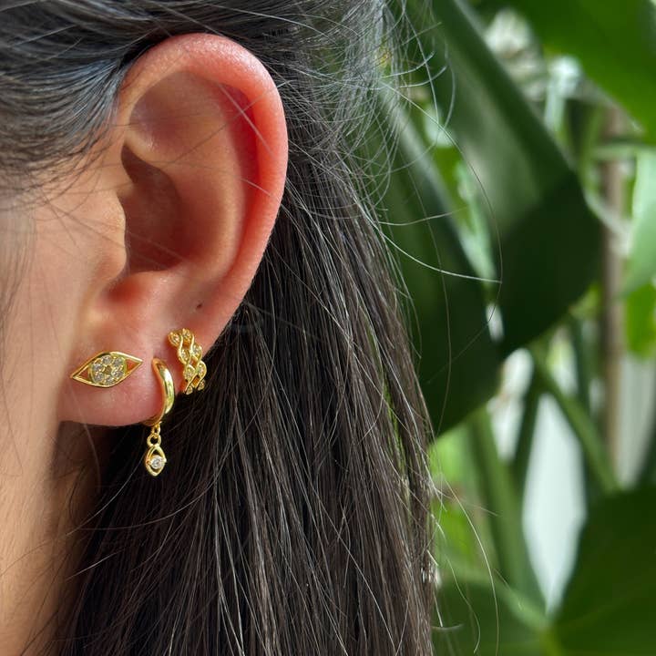 18kt guldbelagt kubisk zirkonia onde øje stablesæt for engroshandel hos Ocean Ripples