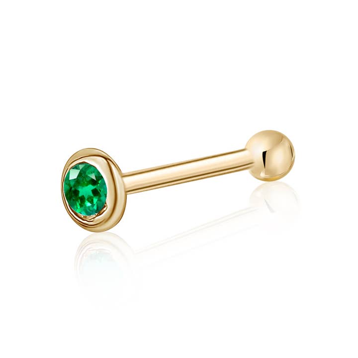Massete - Wholesale Single Earring - 14k 18k Gold Nose Ring Stud Piercing Ball or Gem Cubic CZ