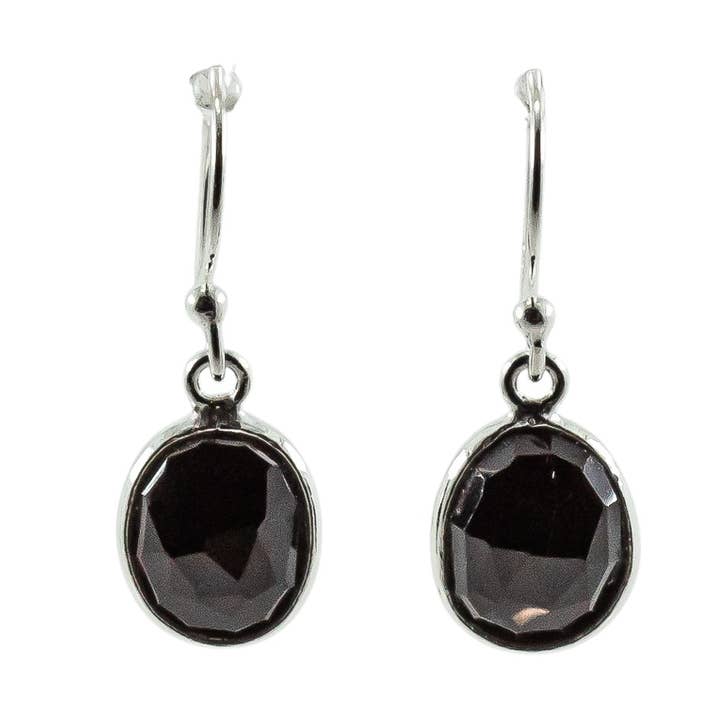 Pendientes colgantes de ónix negro y plata de ley para venta al por mayor de Quasar Gems USA