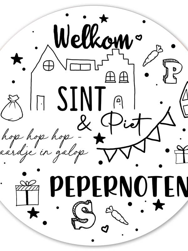 Muurcirkel Sint & Piet wit för wholesale av Label2X B.V.
