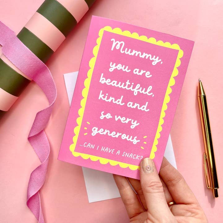 Carte de collation drôle et généreuse pour maman, carte verbeuse pour la vente par Heather Alstead Design Ltd
